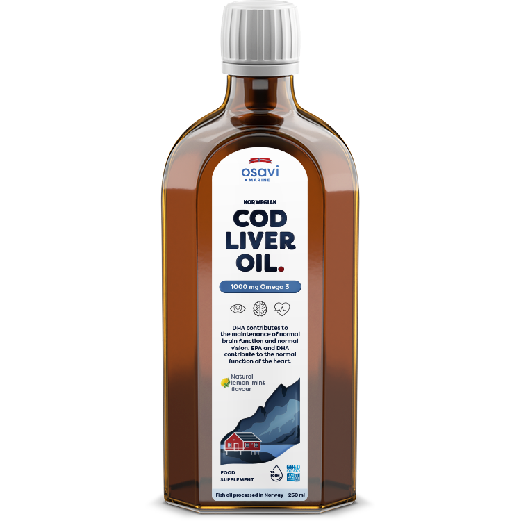 Osavi Norwegian Cod Liver Oil, 1000mg Omega 3 (Lemon-Mint) - 250 ml.