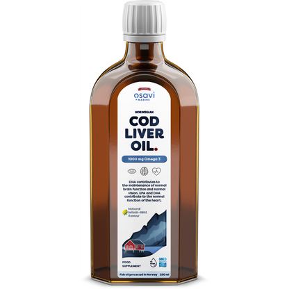 Osavi Norwegian Cod Liver Oil, 1000mg Omega 3 (Lemon-Mint) - 250 ml.