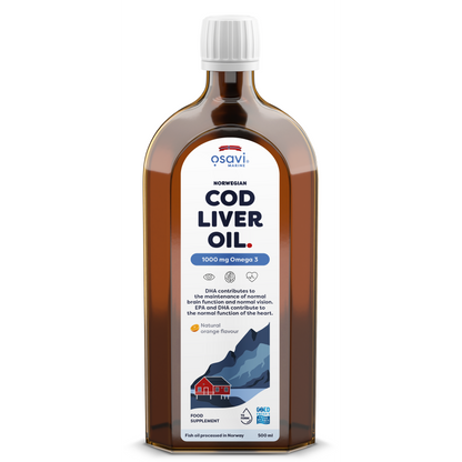 Osavi Norwegian Cod Liver Oil, 1000mg Omega 3 (Orange) - 500 ml.