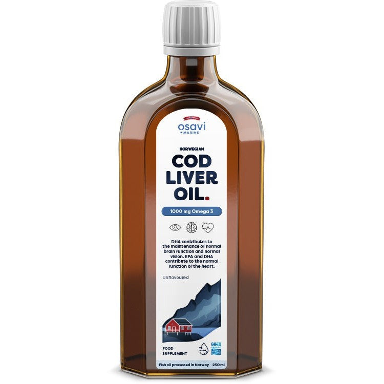 Osavi Norwegian Cod Liver Oil, 1000mg Omega 3 (Unflavoured) - 250 ml.