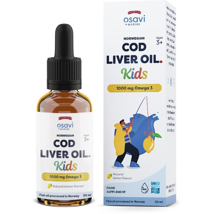 Osavi Norwegian Cod Liver Oil Kids, 1000mg Omega 3 (Lemon) - 50 ml.