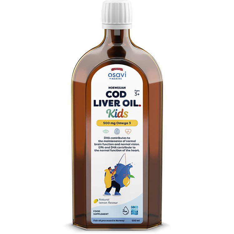 Osavi Norwegian Cod Liver Oil Kids, 500mg Omega 3 (Lemon) - 500 ml.