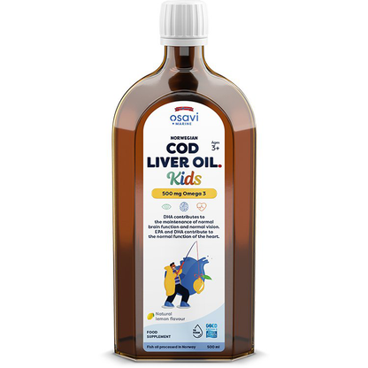 Osavi Norwegian Cod Liver Oil Kids, 500mg Omega 3 (Lemon) - 500 ml.