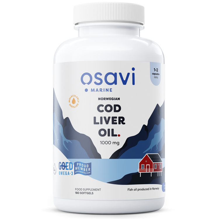 Osavi Norwegian Cod Liver Oil Softgels, 1000mg (Lemon) - 180 softgels