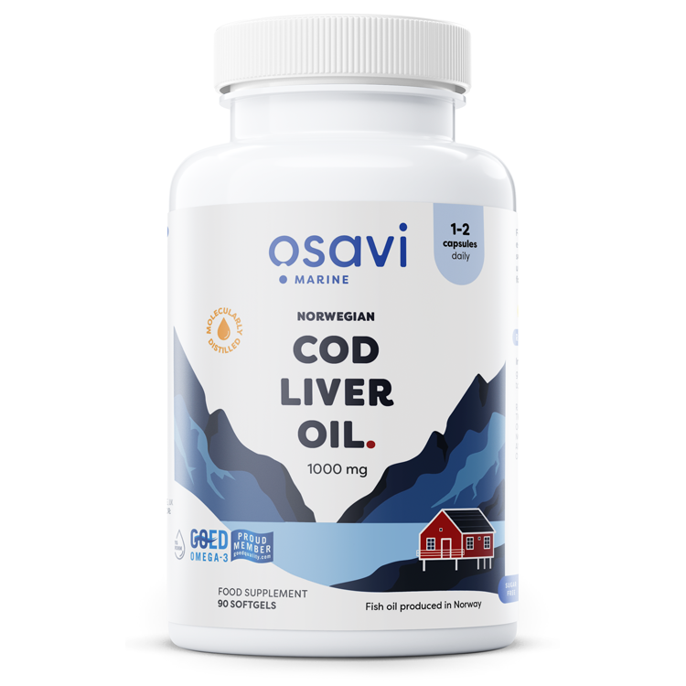 Osavi Norwegian Cod Liver Oil Softgels, 1000mg (Lemon) - 90 softgels