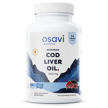 Osavi Norwegian Cod Liver Oil Softgels, 1000mg (Lemon) - 90 softgels