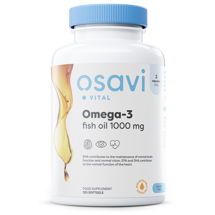 Osavi Omega-3 Fish Oil Molecularly Distilled, 1000mg (Lemon) - 120 softgels