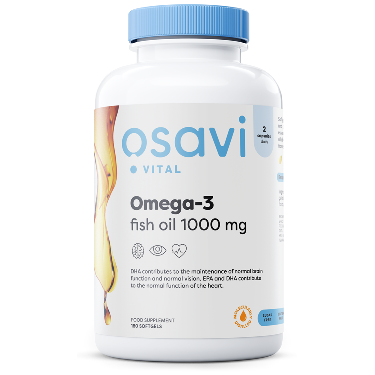 Osavi Omega-3 Fish Oil Molecularly Distilled, 1000mg (Lemon) - 180 softgels