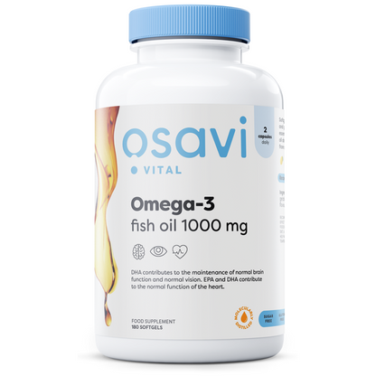 Osavi Omega-3 Fish Oil Molecularly Distilled, 1000mg (Lemon) - 180 softgels
