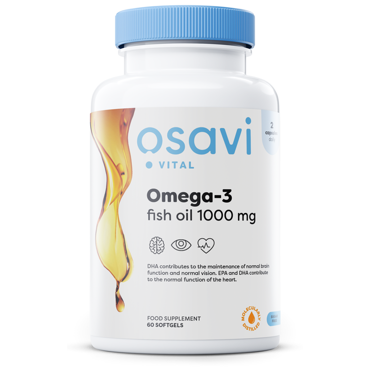 Osavi Omega-3 Fish Oil Molecularly Distilled, 1000mg (Lemon) - 60 softgels
