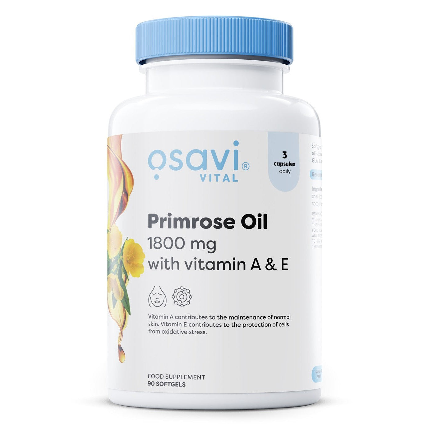 Osavi Primrose Oil with Vitamin A & E, 1800mg - 90 softgels