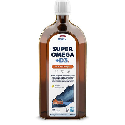 Osavi Super Omega + D3, 2900mg Omega 3 (Lemon) - 500 ml.