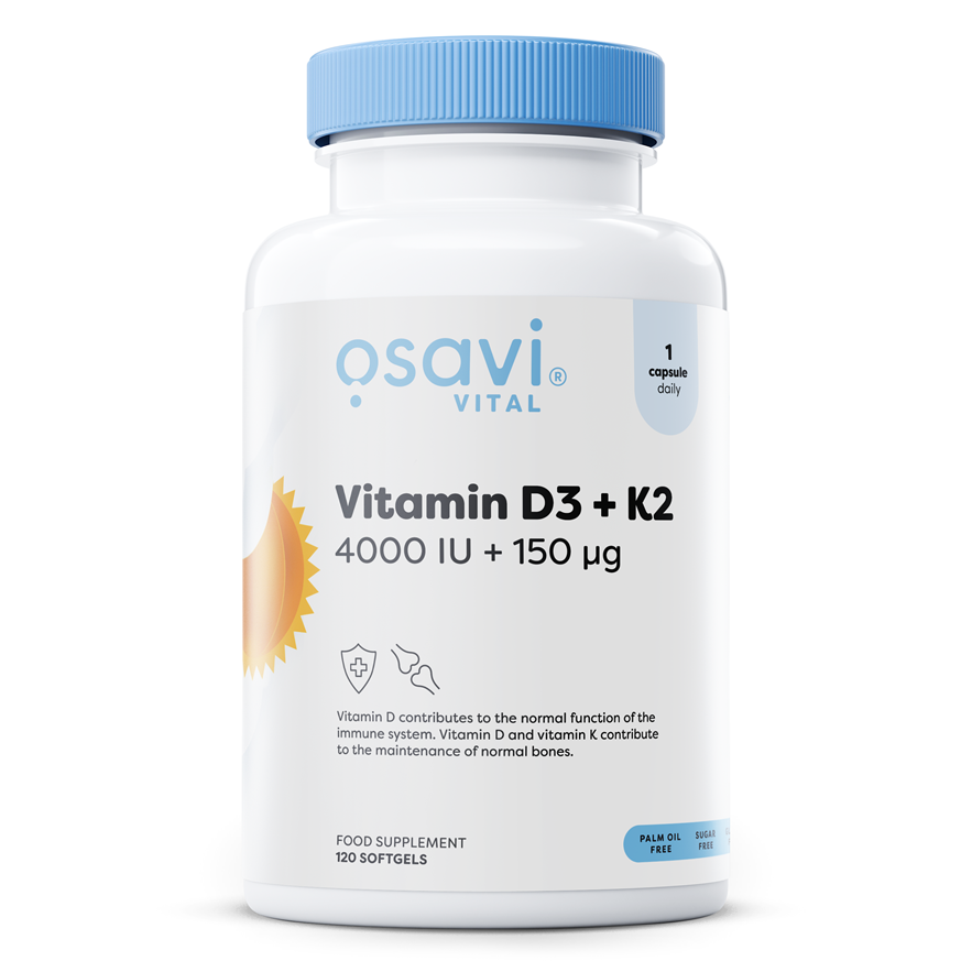 Osavi Vitamin D3 + K2, 4000IU + 150mcg - 120 softgels
