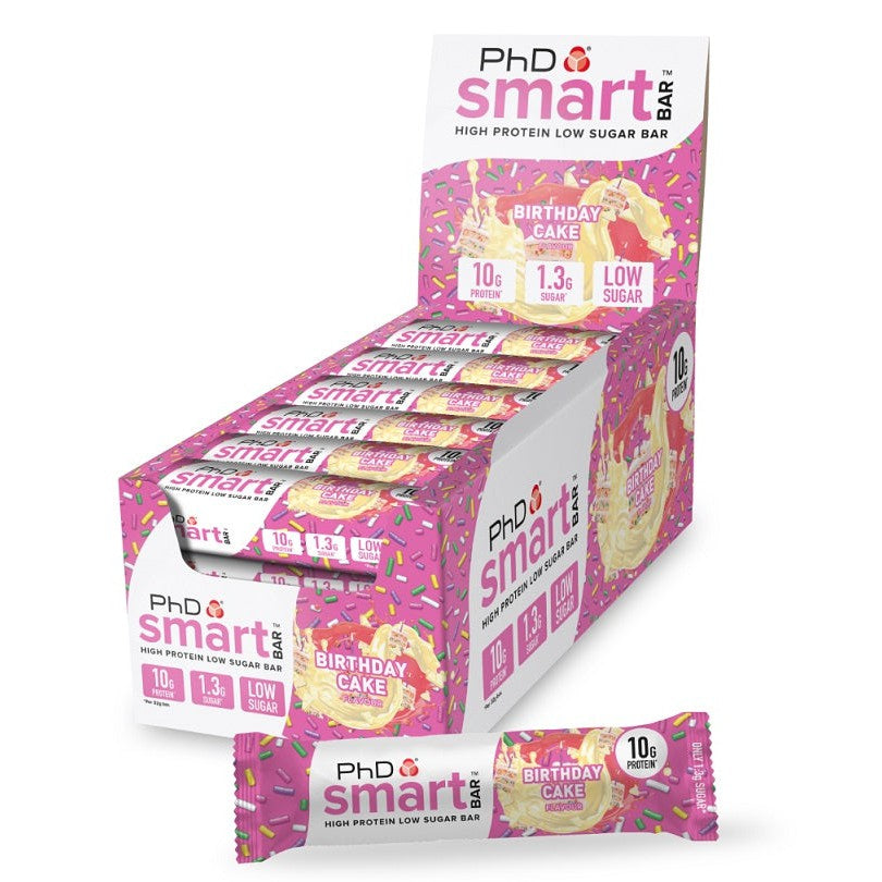 PhD Smart Bar, Birthday Cake - 24 x 32g