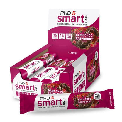 PhD Smart Bar, Dark Choc Raspberry - 12 x 64g
