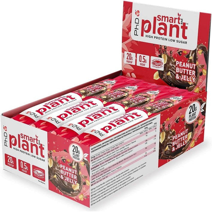 PhD Smart Bar Plant, Peanut Butter & Jelly - 12 x 64g