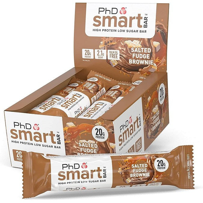 PhD Smart Bar, Salted Fudge Brownie - 12 x 64g