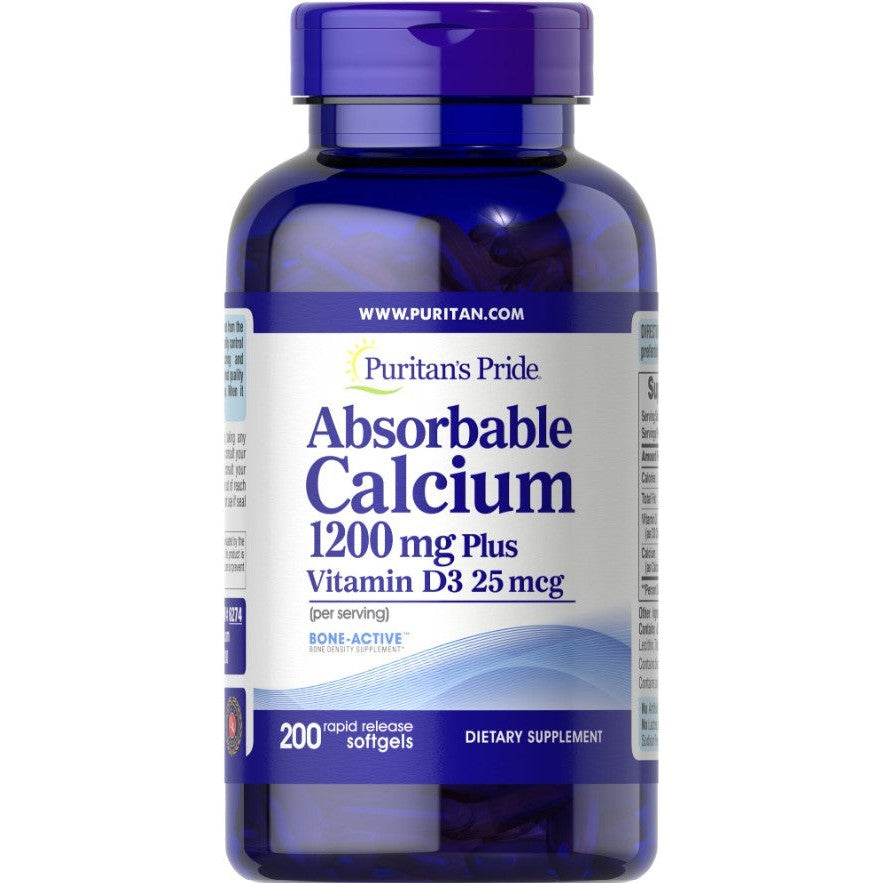 Puritan's Pride Absorbable Calcium + Vitamin D3 - 200 softgels