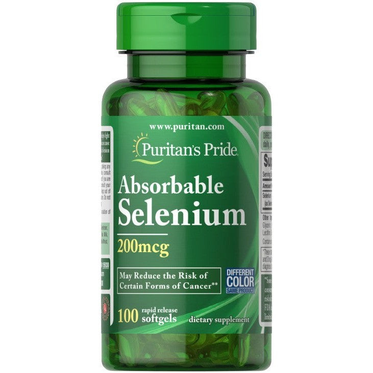 Puritan's Pride Absorbable Selenium, 200mcg - 100 softgels