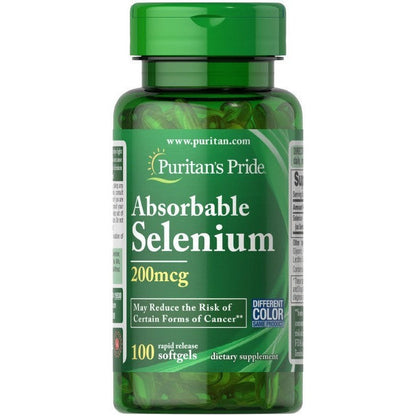 Puritan's Pride Absorbable Selenium, 200mcg - 100 softgels