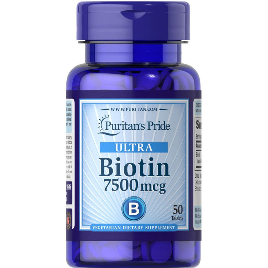 Puritan's Pride Biotin, 7500mcg - 50 tablets