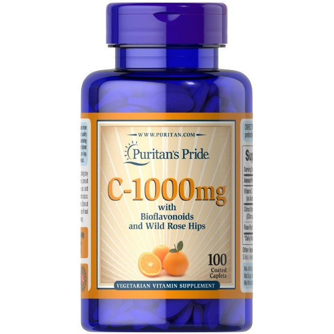 Puritan's Pride C-1000 with Bioflavonoids & Wild Rose Hips, 1000mg - 100 caplets