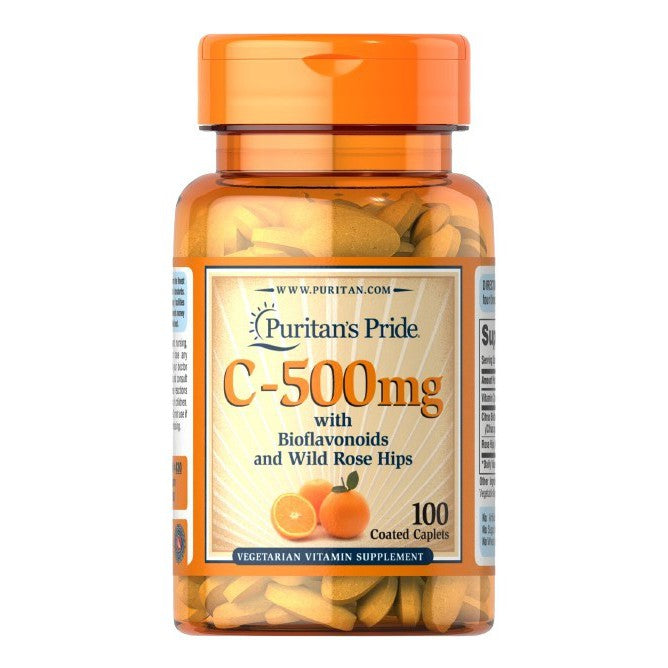 Puritan's Pride C-500 with Bioflavonoids & Wild Rose Hips, 500mg - 100 caplets