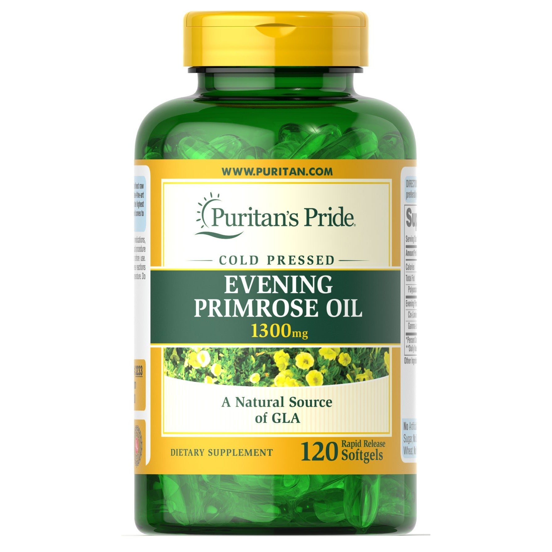 Puritan's Pride Evening Primrose Oil, 1300mg - 120 softgels