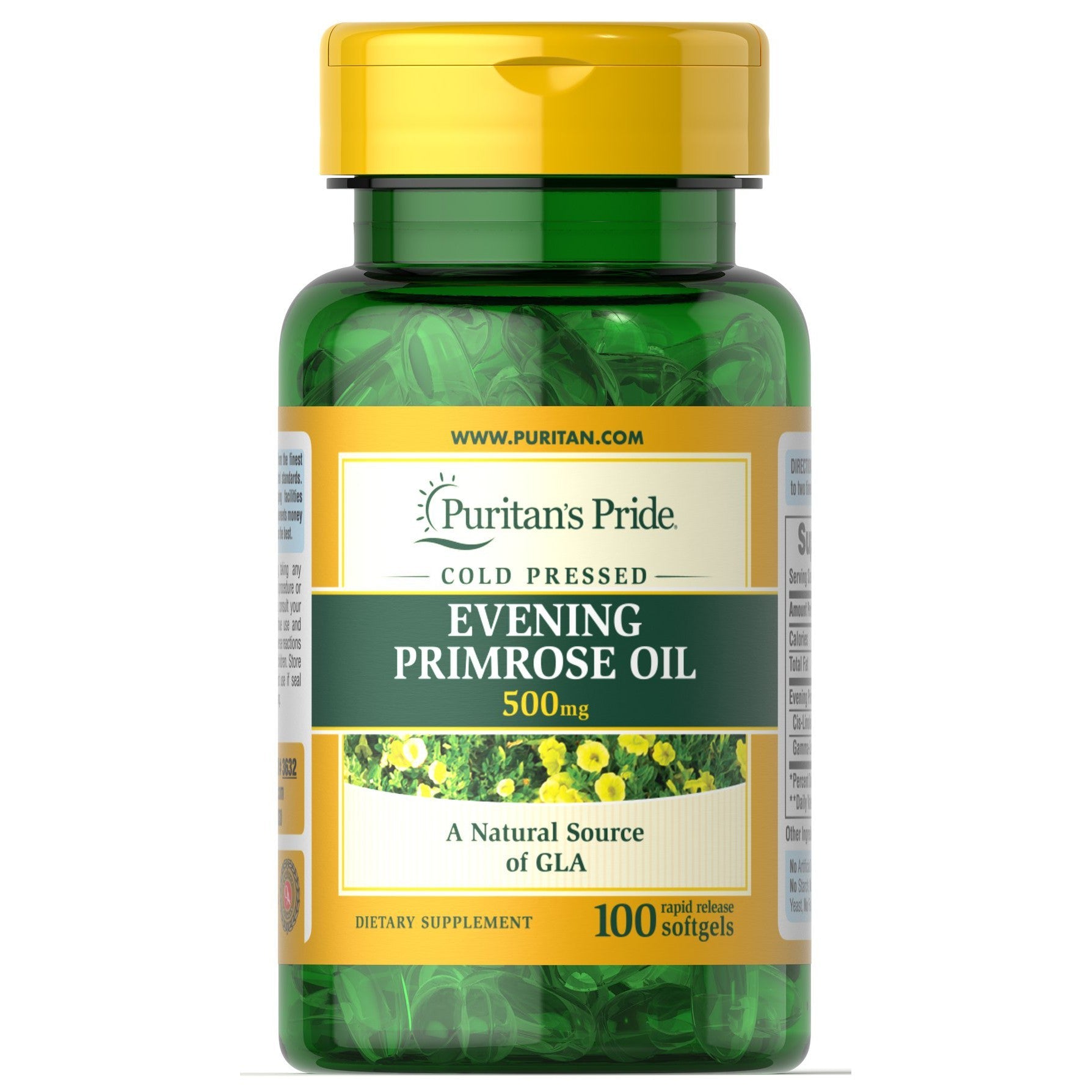 Puritan's Pride Evening Primrose Oil, 500mg - 100 softgels