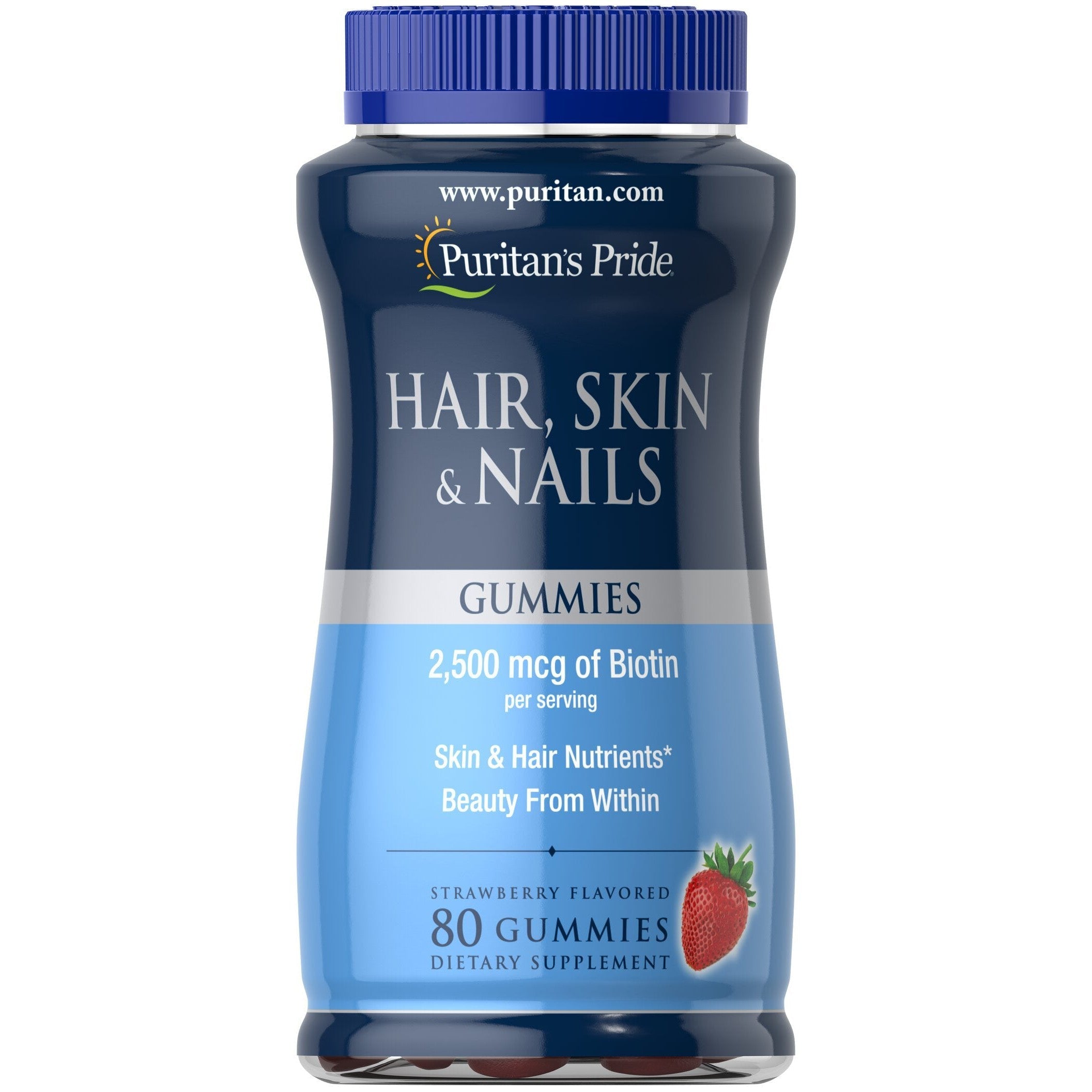 Puritan's Pride Hair, Skin & Nails, Strawberry - 80 gummies