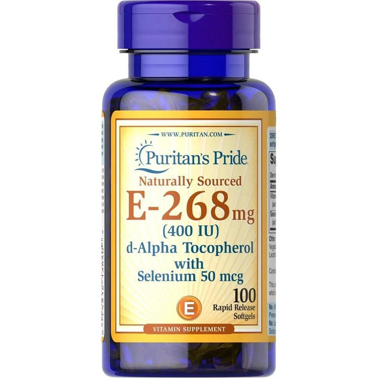 Puritan's Pride Naturally Sourced Vitamin E with Selenium, 268mg - 100 softgels