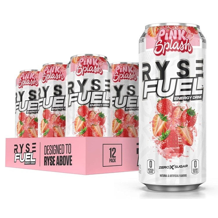 RYSE Fuel Energy Drink, Pink Splash - 12 x 473 ml.