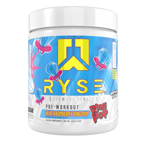 RYSE Pre-Workout - Element Series, Blue Raspberry Ring Pop - 313g