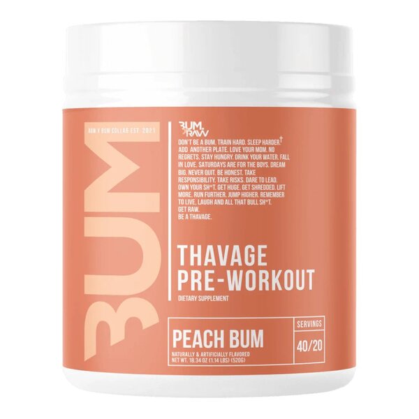 Raw Nutrition Thavage Pre-Workout, Peach Bum - 520g