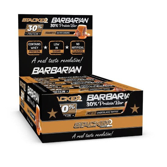 Stacker2 Europe Barbarian 30% Protein Bar, Chocolate Toffee - 12 x 45g