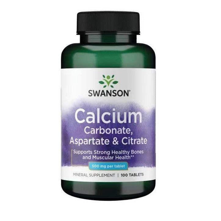 Swanson Calcium Carbonate, Aspartate & Citrate, 500mg - 100 tablets