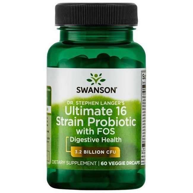 Swanson Dr. Stephen Langer's Ultimate 16 Strain Probiotic with FOS, 3.2 Billion CFU - 60 vcaps