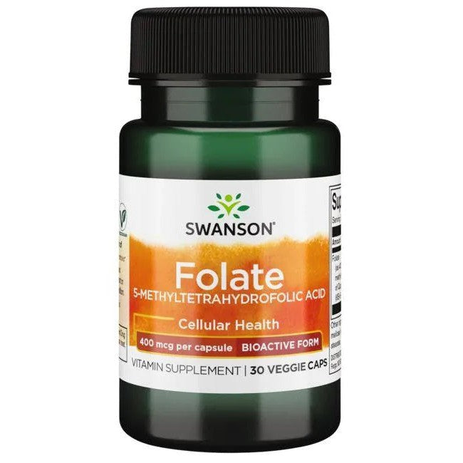 Swanson Folate (5-Methyltetrahydrofolic Acid), 400mcg - 30 vcaps