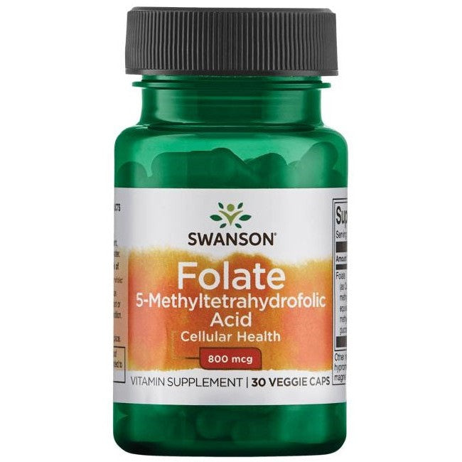 Swanson Folate (5-Methyltetrahydrofolic Acid), 800mcg - 30 vcaps