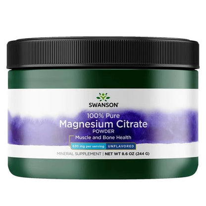 Swanson Magnesium Citrate, Powder 630mg - 244g