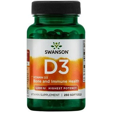 Swanson Vitamin D-3, 5000 IU - 250 softgels