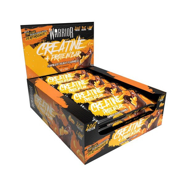 Warrior Creatine + Protein Bar, Chocolate Peanut - 12 x 75g
