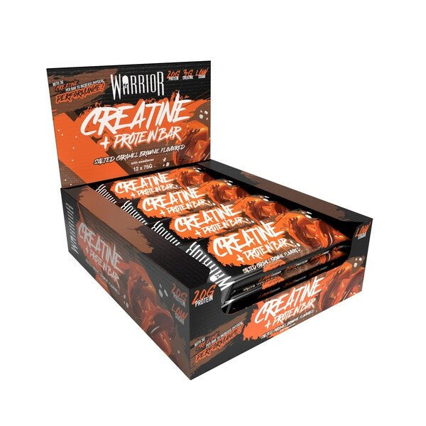 Warrior Creatine + Protein Bar, Salted Caramel Brownie - 12 x 75g