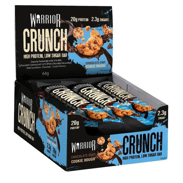 Warrior Crunch Bar, Chocolate Chip Cookie Dough - 12 bars