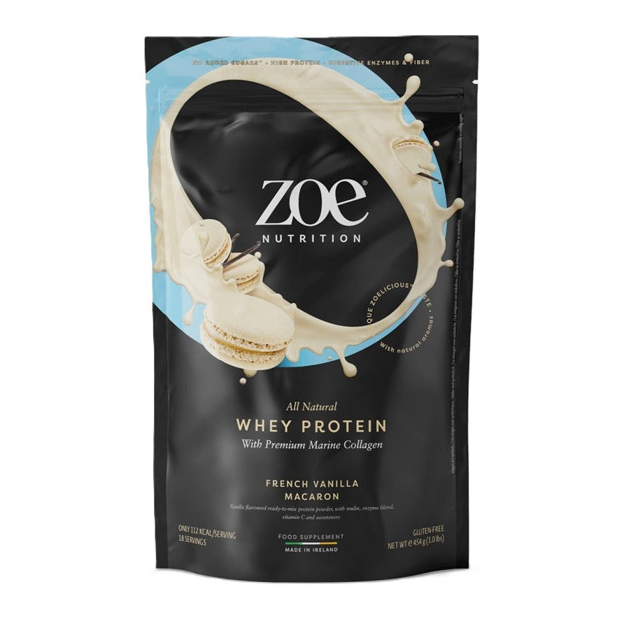 ZOE Nutrition Whey Protein with Premium Marine Collagen, French Vanilla Macaron - 454g