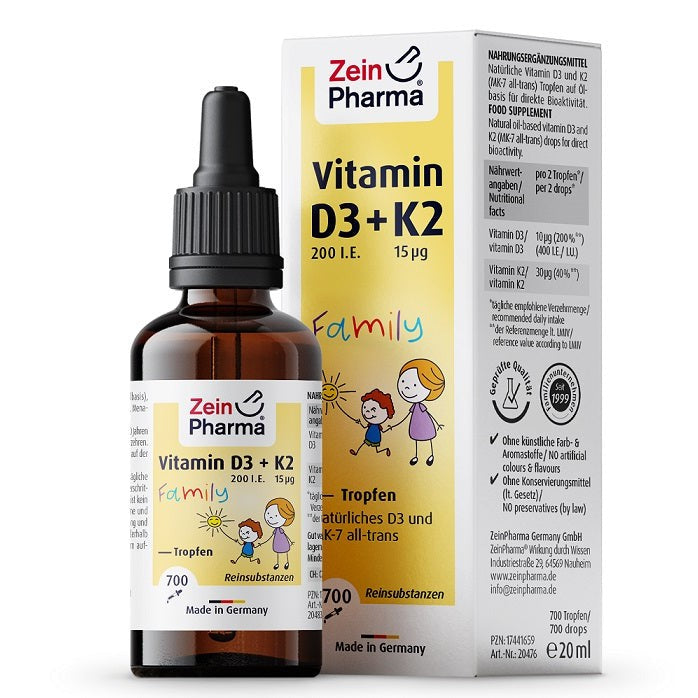 Zein Pharma Vitamin D3 + K2 Family Drops - 20 ml.