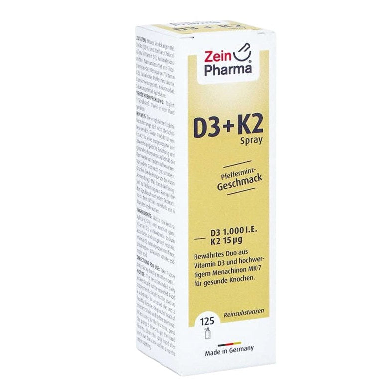 Zein Pharma Vitamin D3 + K2 Spray, Peppermint - 25 ml.